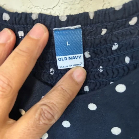 Old Navy Navy and White Polka Dot Wide-Leg Jumpsuit Size L - Picture 5 of 9